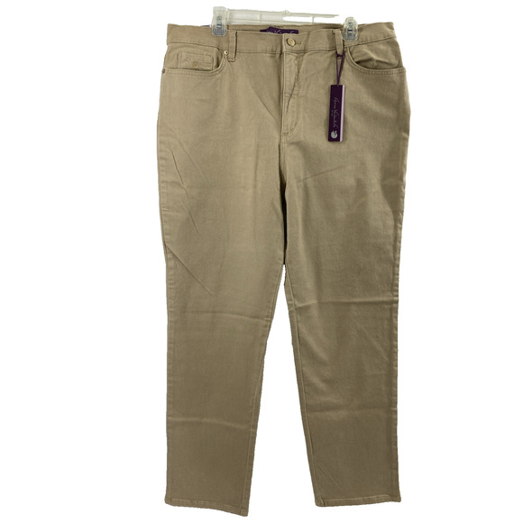 Gloria Vanderbilt Amanda Jeans Women Size 18 Tan Denim Tapered Leg High Rise Mom - Picture 1 of 14